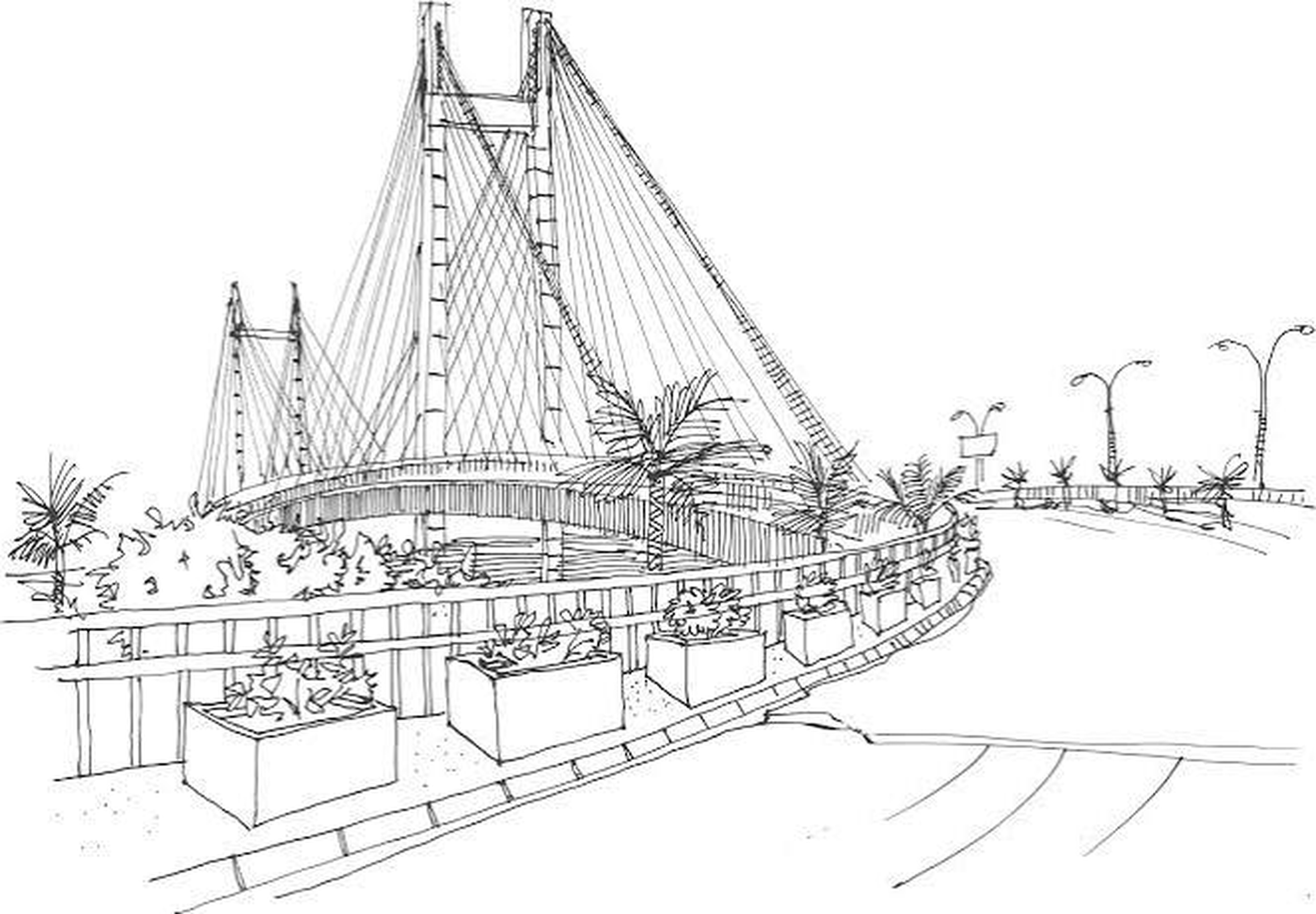 A line drawing of the Vidyasagar Setu, Kolkata