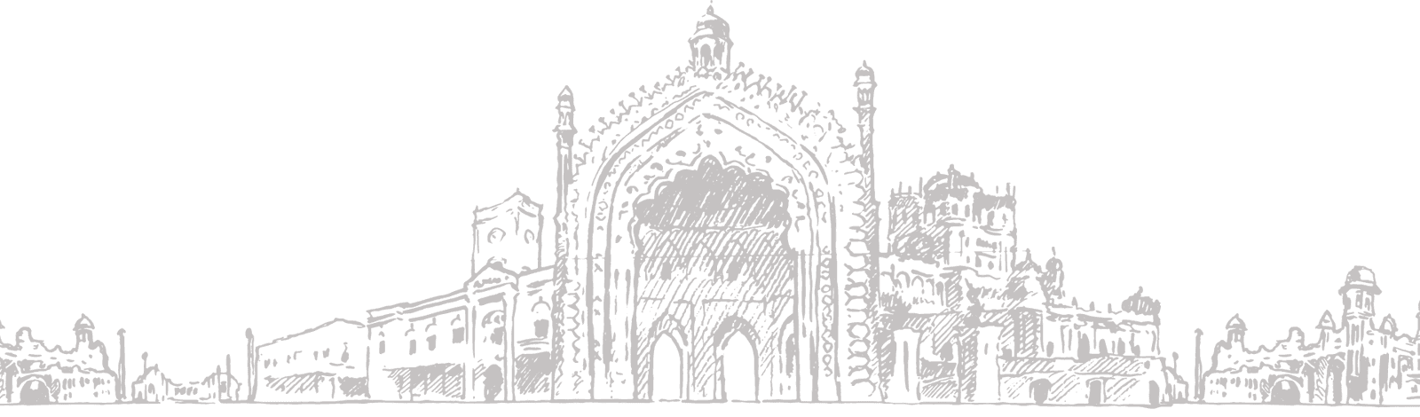 A line drawing of the Rumi Darwaza, Lucknow