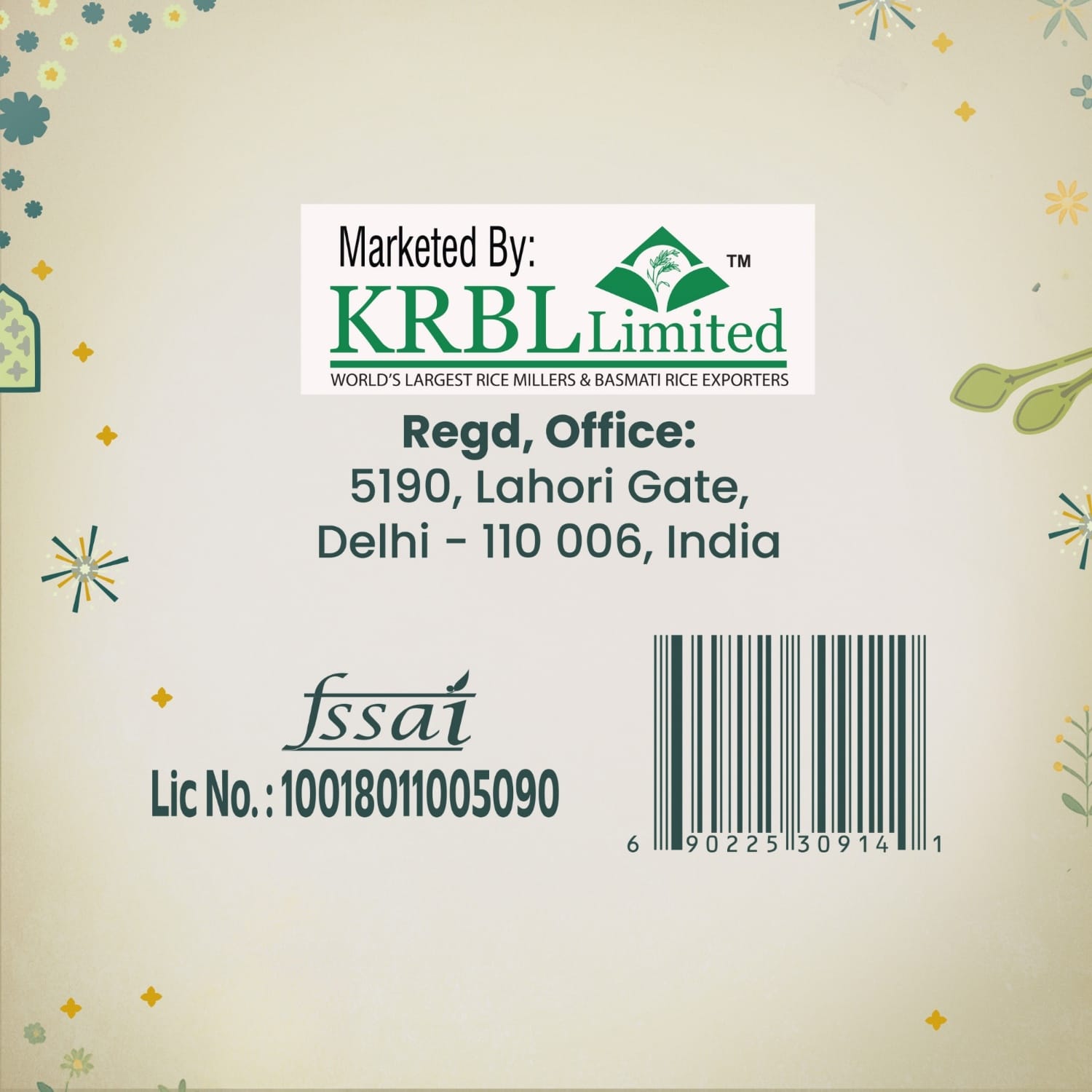 Marketed by KRBL Limited, 1kg pack details