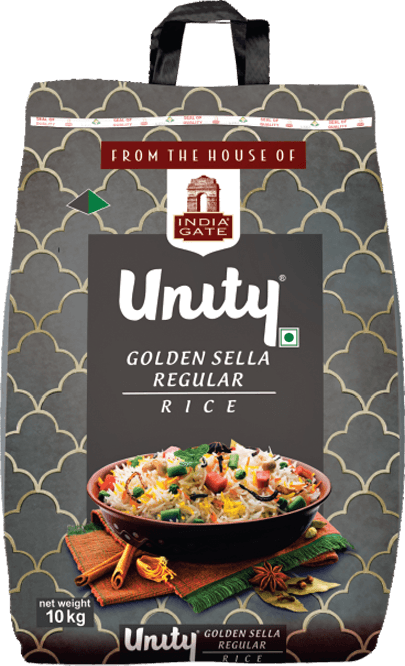 India Gate Unity Golden Sella Regular Rice 10kg pack