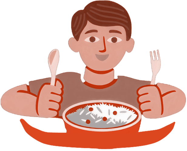 Happy customer enjoying a bowl of India Gate rice
