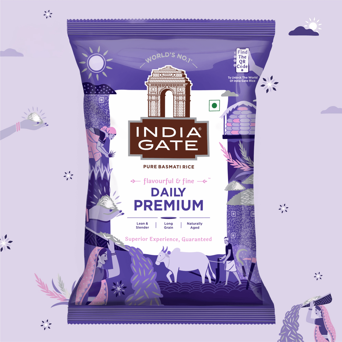 India Gate Gold Standard Biryani Basmati Rice 1kg, pack front
