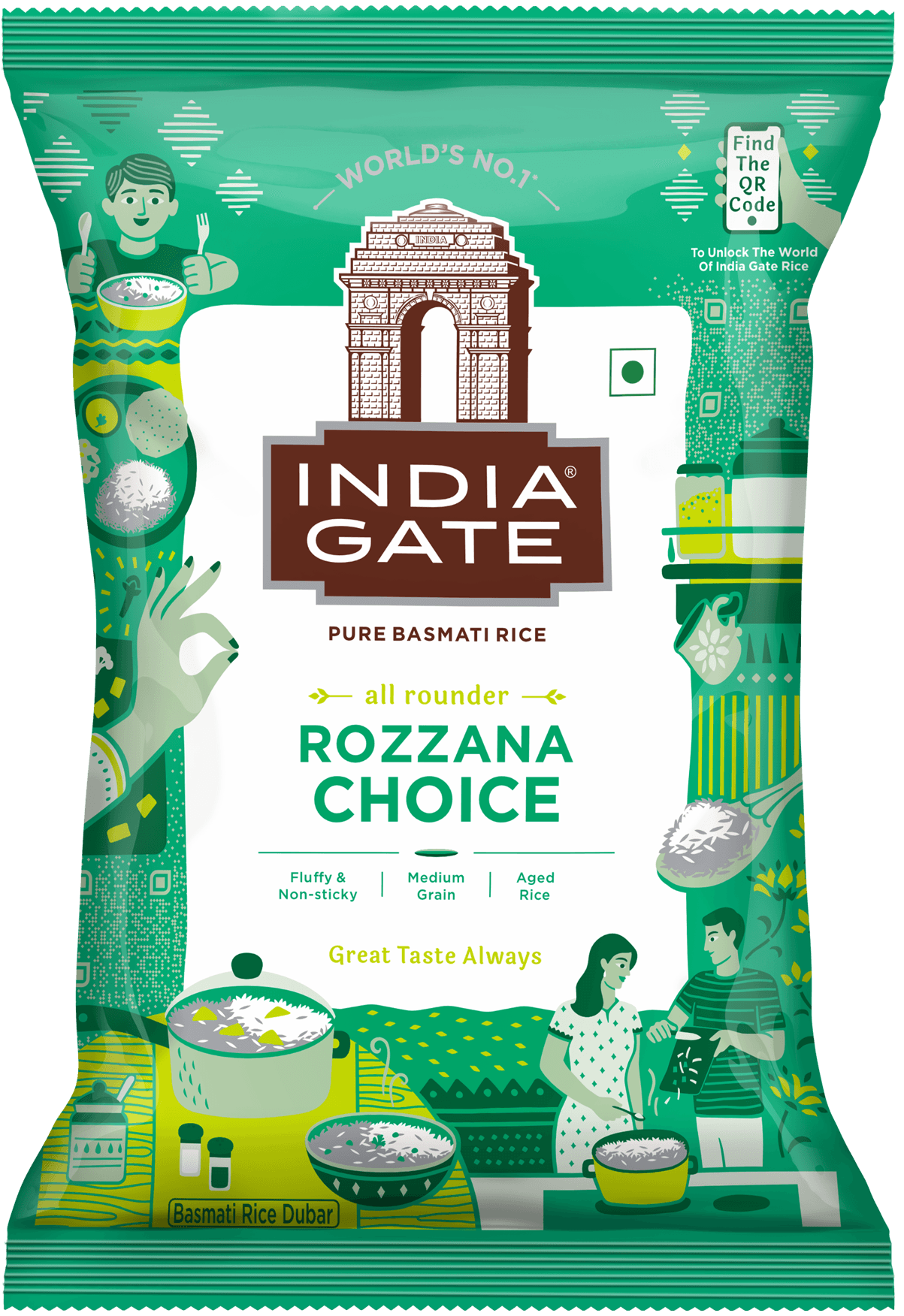 India Gate Gold Standard Biryani Basmati Rice 1kg, pack front