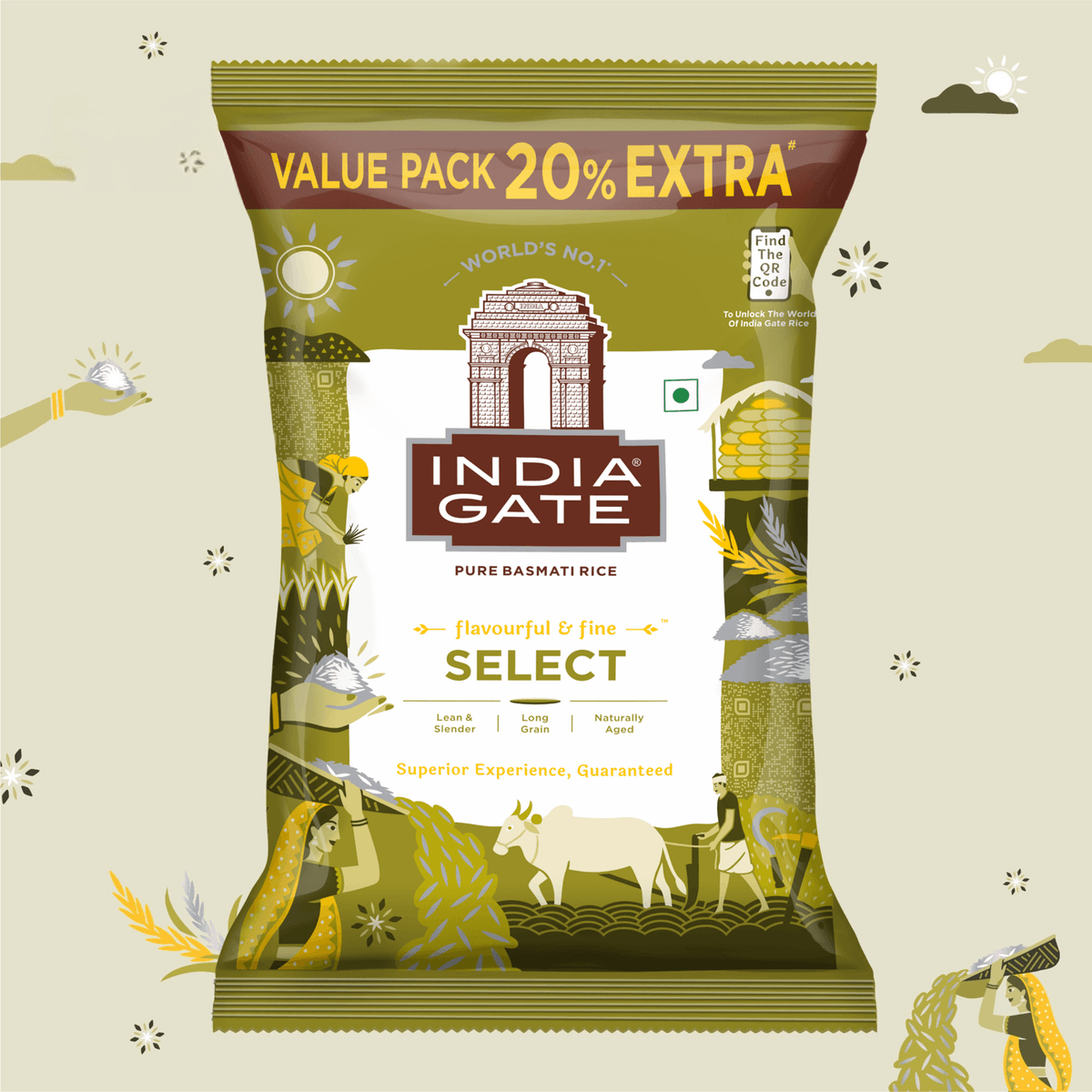 India Gate Gold Standard Biryani Basmati Rice 1.2kg, pack front