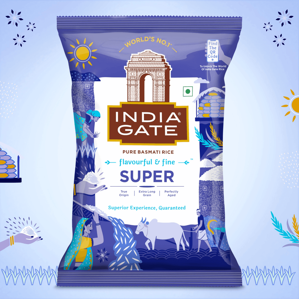 India Gate Gold Standard Biryani Basmati Rice 1kg, pack front