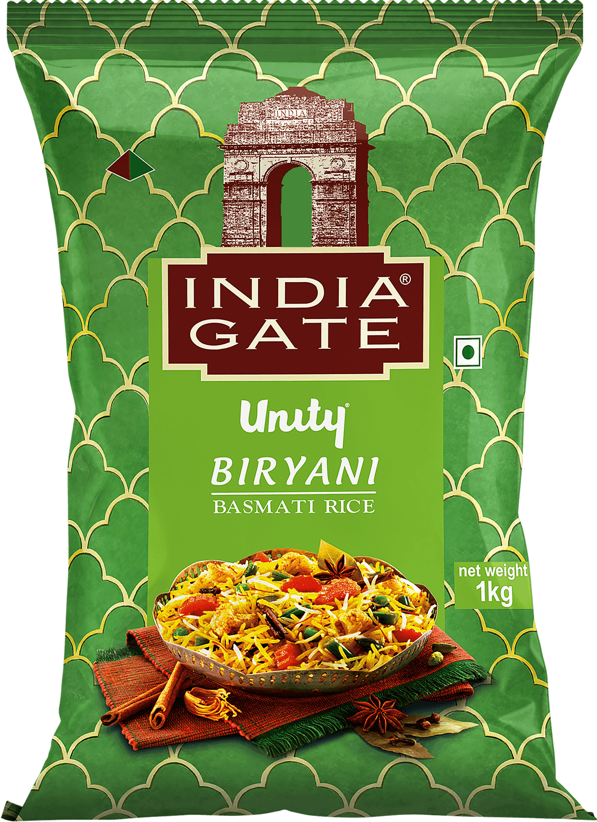 India Gate Unity Biryani Rice 1kg pack, front